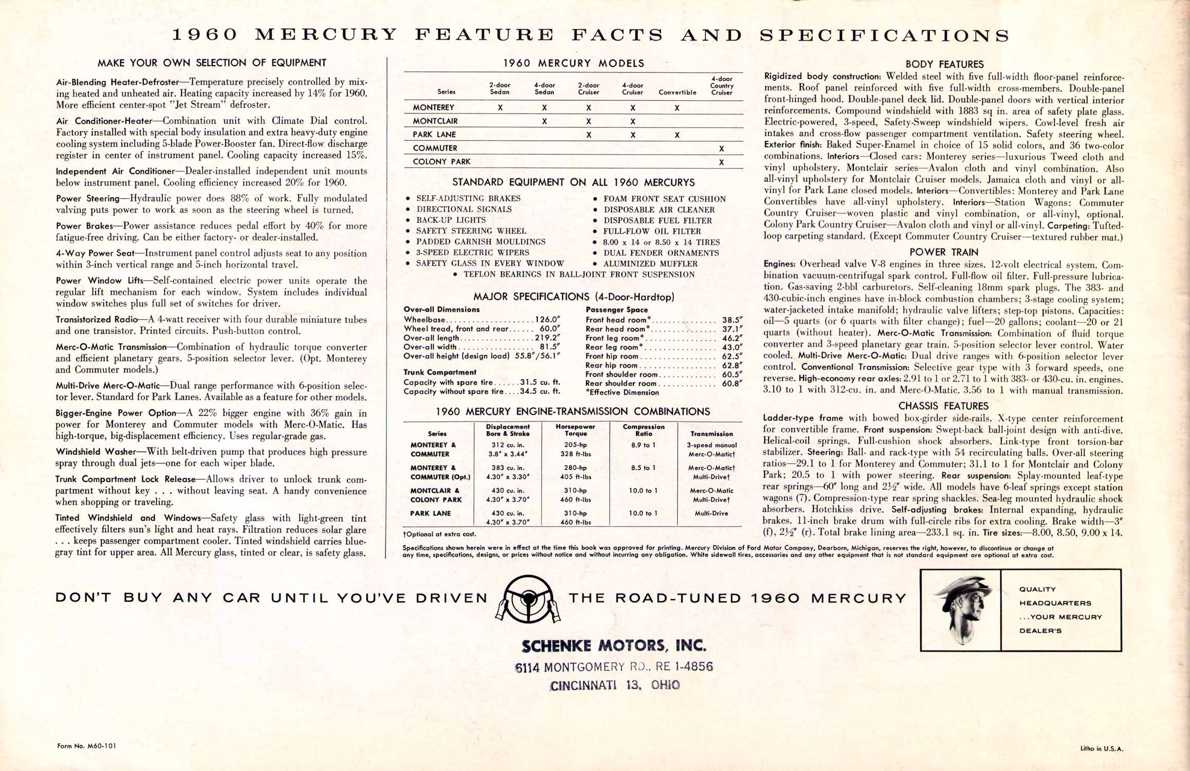 1960 Mercury Brochure Page 14